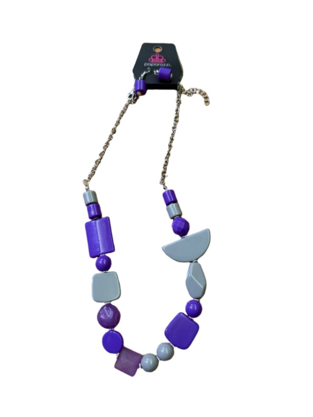 Paparazzi Necklace and Earring Set in Purple and Gray